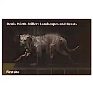 Denis Wirth-Miller Landscapes and Beasts Catalogue cover on a white background depicting one of the artists' dog paintings in dark colours.